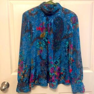 Vintage High Neck Nicola Floral Long Sleeve Blouse-10